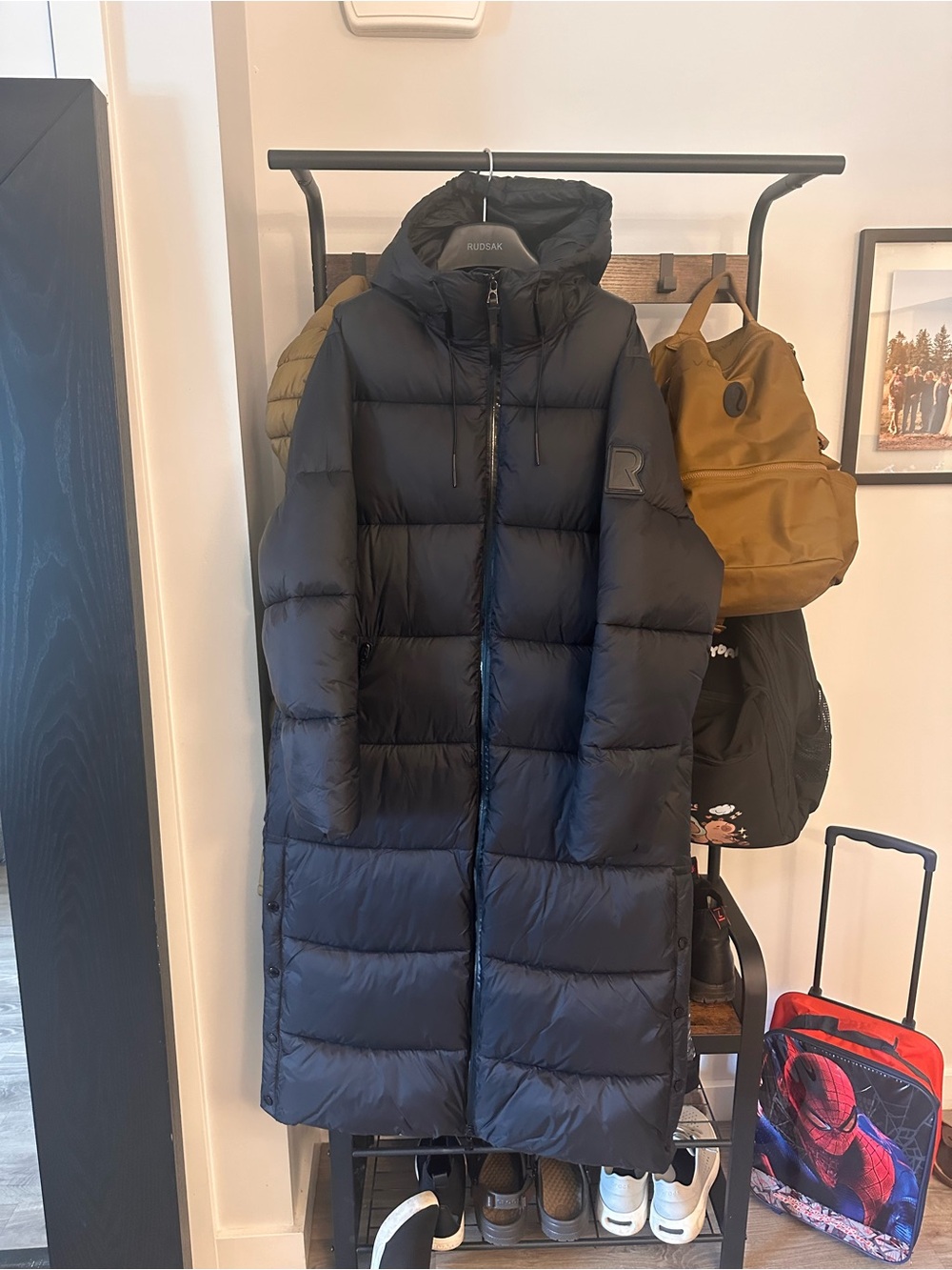 RUDSAK Women’s Like New Black Long Puffer Coat with Hood L